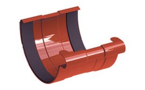 Соединитель желоба GALECO сталь, коричневый RAL 8017, D 124 мм