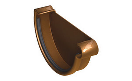 Заглушка желоба правая GALECO ПВХ, коричневый RAL 8019, D 152 мм
