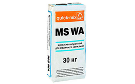 Цокольная штукатурка для машинного нанесения quick-mix MS wa (водоотталкивающая), 30 кг